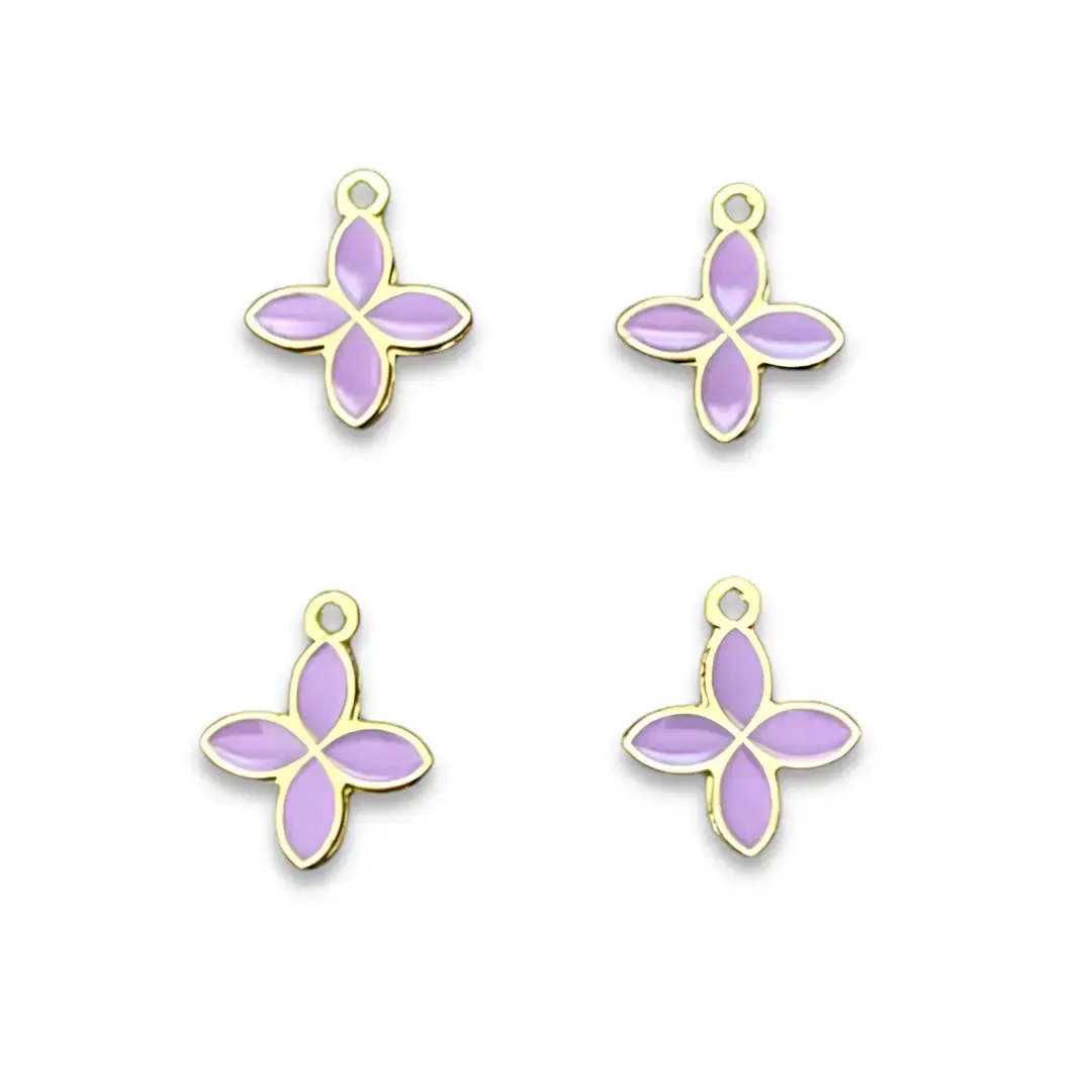 4 Petal Flower Enamel Pendant Charms