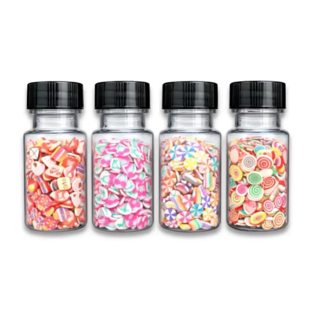 4 Jar Candy Polymer Clay Slices Set (MM50) – Colorful Sweet Designs for Resin Art & Nail Art – 10gm Each