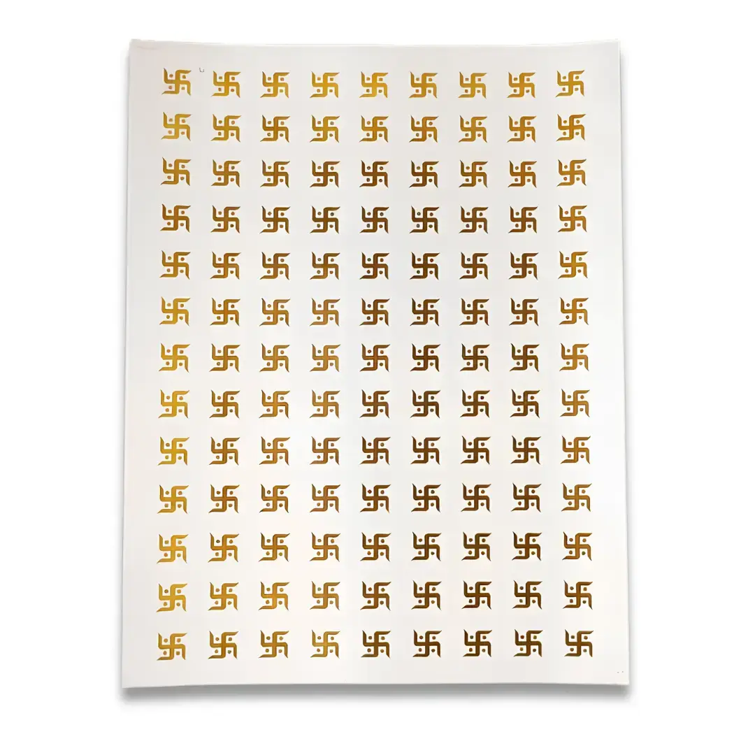 Swastik Embossed Gold Sticker – A4 Size Sheet for Resin Art