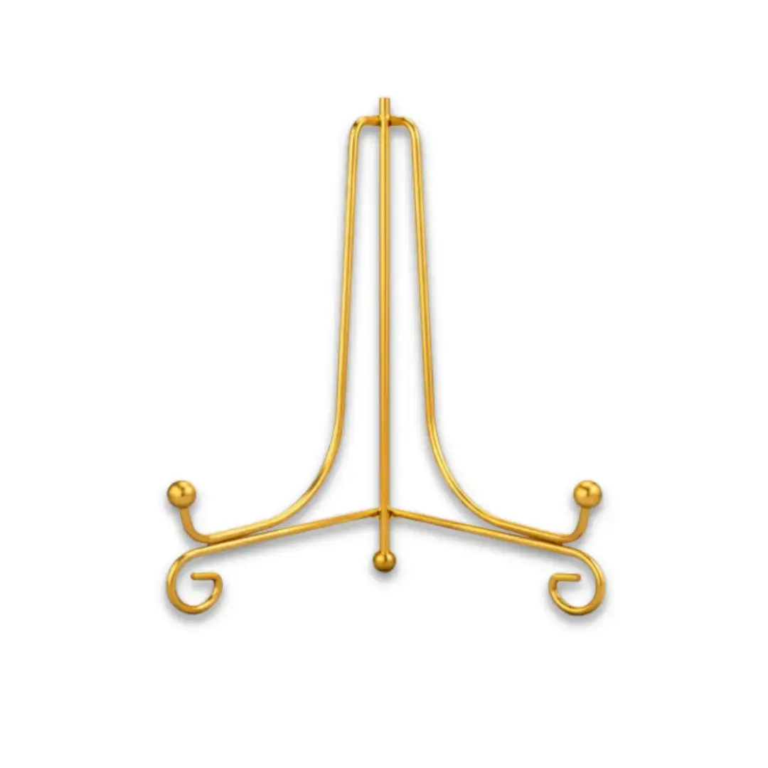10 Inch Gold Metal Folding Stand for Display – Adjustable Stand for Resin Art Frames, Plates & Crafts